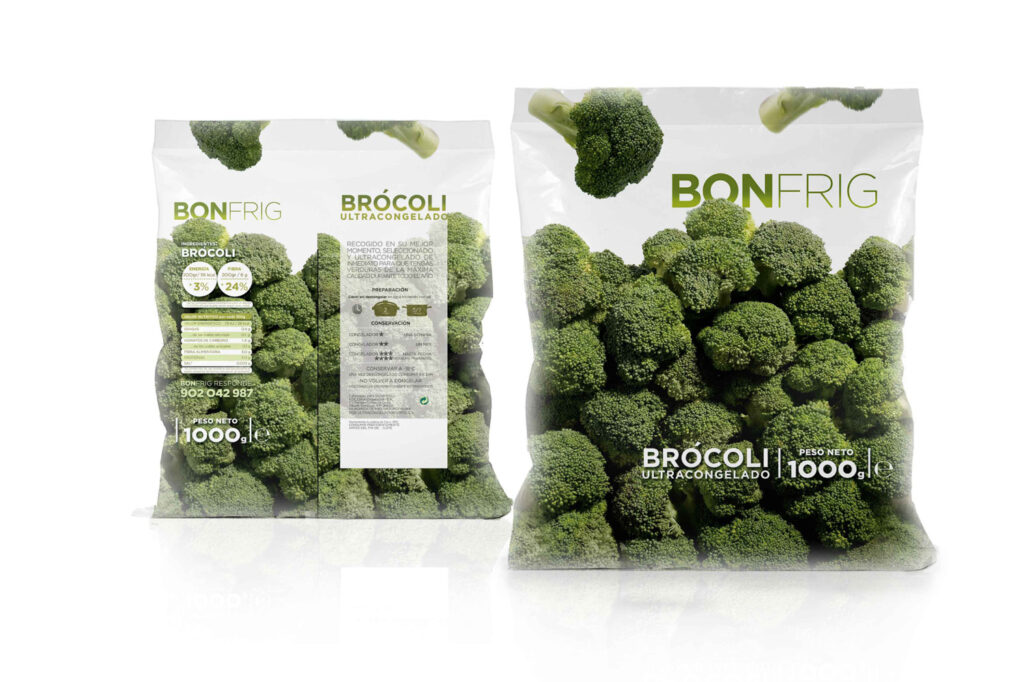 Brócoli: packaging Bonfrig.